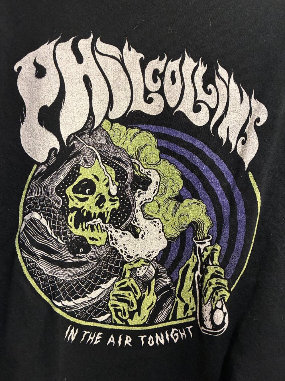 Vintage Style Phil Collins Graphic Sweatshirt Skull Design Sz M Unisex